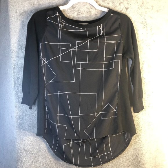 NY & Co. Women’s XS Lightweight 3/4 Raglan Sleeve Abstract Geometric Sweater Top - Picture 1 of 11